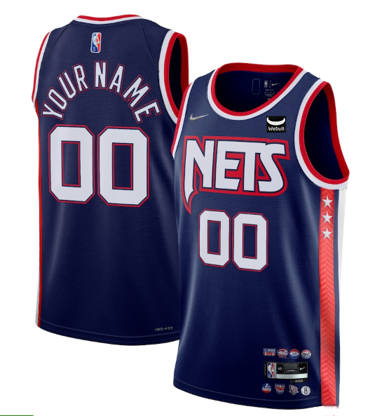 Men's Navy Brooklyn Nets Active Player Custom2021/22 Swingman City Edition 75th Anniversary Stitched Jersey